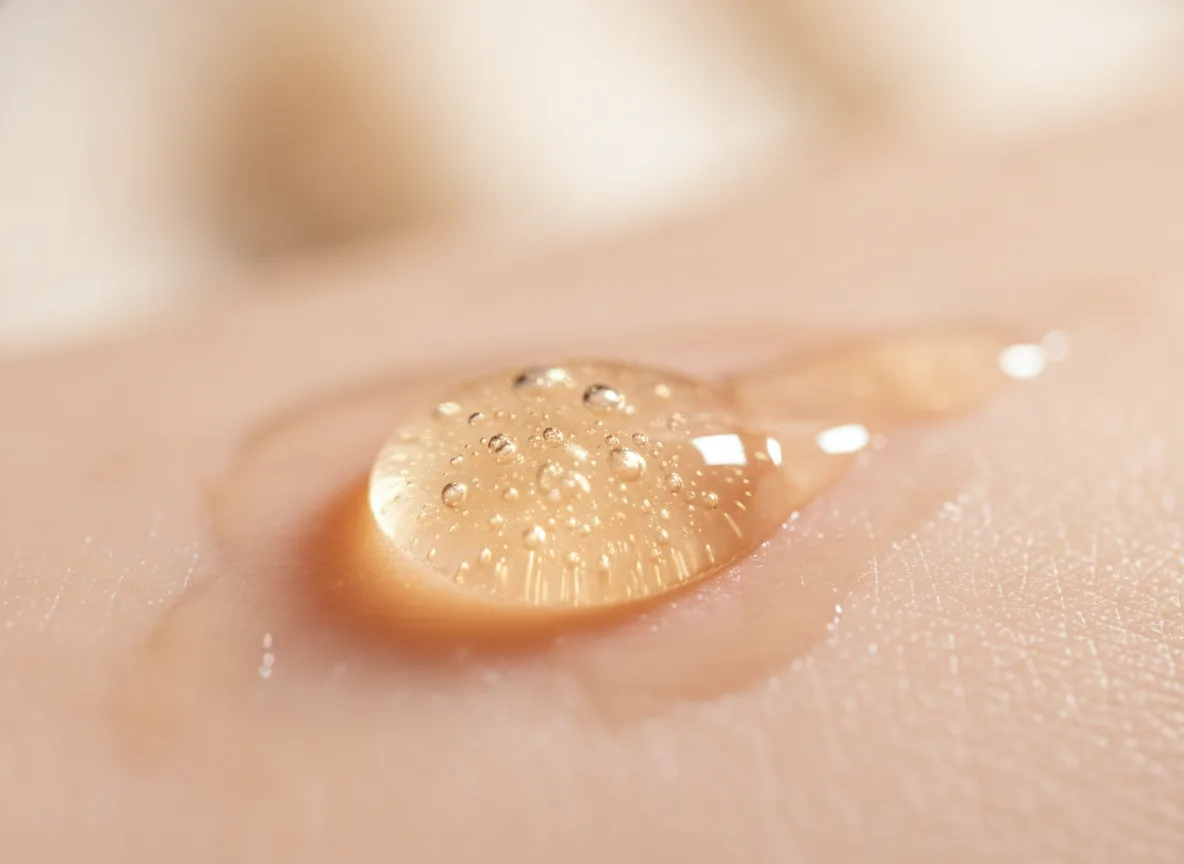 The serum's lightweight texture absorbs within seconds