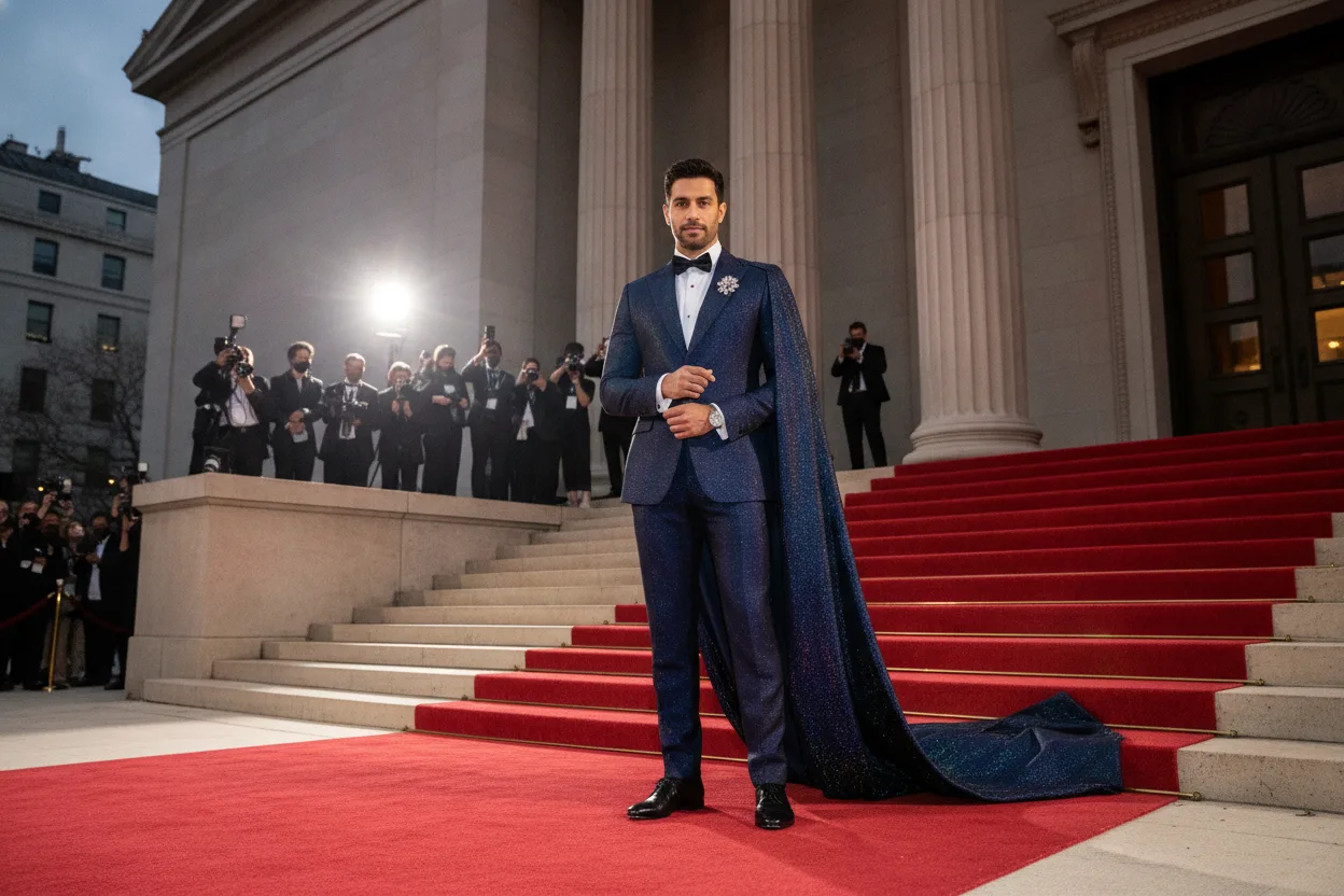 Dorian Blake in Tessier Atelier, proving the men's red carpet has finally arrived