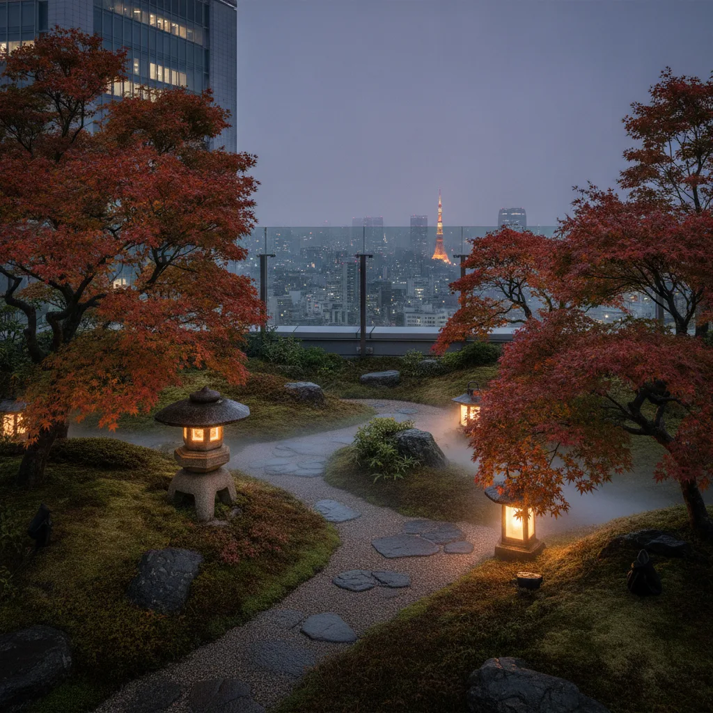 The rooftop garden at Nami Hotel offers a pocket of calm above the Shibuya district